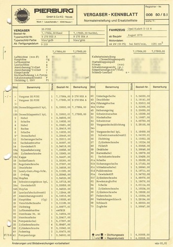 Datenblatt einstelldaten solex - datenblatt,