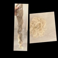 Haarteile Kunsthaar Zopf Blond Mix Ombre Gummi Spange Neu