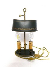 Tischlampe, Bouillotte, ovaler grüner Blechschirm