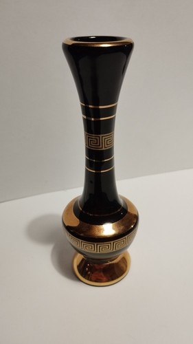 Schmale vase schwarz gold - vase, 24