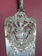 Antik 800 Silber Tortenschaufel Gebäckheber Durchbruch Putte Amor Eros Dekor