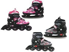 2 in 1 In-line-skate + Schlittschuhe Inliner Skate 31-34/35-38/39-42 verstellbar