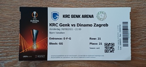 Ticket 2021 krc genk - krc, vs