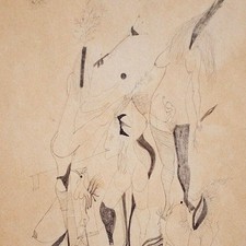 Frauenakt Tag der Kulturrevolution Postwar unleserlich signiert Zeichnung 1967