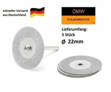 5x Diamant Trennscheibe 22mm für z.B. Dremel +1 Aufspanndorn 6tlg. Set Modellbau