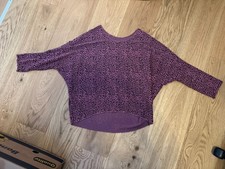 Damen Pullover Einheitsgröße pink mit Leopardenmuster vorne kurz hinten lang