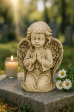 Wetterfester Grabengel– 24 cm hoch betender Engel Grabschmuck