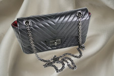 elegante  Damen Schultertasche Handtasche Umhängetasche Kette Leder gesteppt