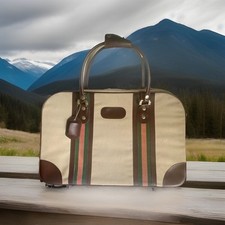 Vintage alte Reisetasche Weekender Design 70er Jahre Canvas Kunstleder Tasche