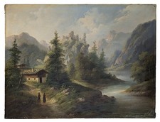 Berglandschaft burgruine fluss - berglandschaft,