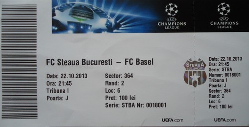 Ticket uefa 2013 - uefa, cl