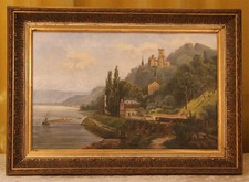 Antikes Ölgemälde Rheinlandschaft Romantiker um 1860