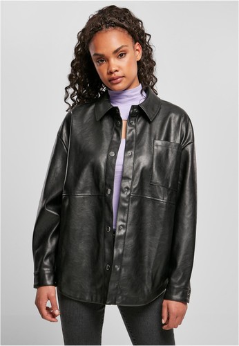 Ladies faux leather overshirt - faux,