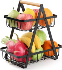 Obst Etagere 2 Etagen Obstkorb, Obstschale Schwarz Metall Fruits Basket, Abnehmb