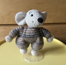 Sterntaler Rassel Maus weiß gestreift 90er alt Frottee Kuscheltier Stofftier