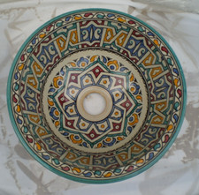 HANDBEMALTES KERAMIK HANDWASCHBECKEN * FES KERAMIK 30 cm Mehrfarbig