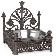 Futternapf Gusseisen Antik mit Edelstahlschale für Hund oder Katze Fressnapf