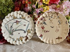 Antike Copeland Spode ästhetische Uhrwerksplatten 8,5" Zoll geriffelt handkoloriert