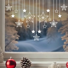 Fensterbild Sterne zum Aufkleben Weihnachten Weihnachtsdeko Schneeflocken Winter
