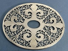 ATEMBERAUBENDER ANTIKER MASSIVER SILBER & GLAS TEEKANNE STÄNDER / UNTERSETZER BIRM 1923