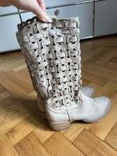 Vera Gomma Cowboyboots Stiefeletten Beige Gr. 39 Leder