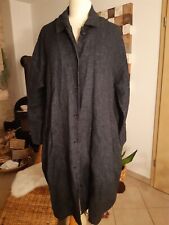 Mantel langarm Damen, Übergang, lässig overs, 55%Leinen, dkl. blau meliert, OSKA