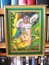 Ölgemälde nach E.L. Kirchner "MÄDCHENAKT AUF BLÜHENDER WIESE" Expressionismus