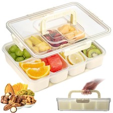 Transparent Snackbox mit 8 Fächer Servierschale mit Deckel und Griff Partyplatte