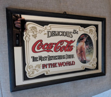 Coca Cola Spiegel Siebdruck, gerahmter Werbespiegel  Vintage  (  2.3 )
