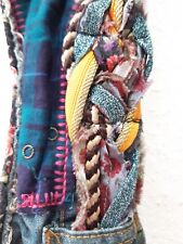 Kunterbunter DESIGUAL Patchwork GÜRTEL Flecht Kordeln Samt VARIABEL ca.2m lang