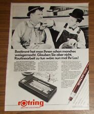 Seltene Werbung ROTRING 2000 ISOGRAPH Tuschefüller NC-scriber Dick & Doof 1982