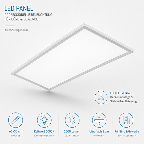 Led panel 60x30cm kaltweiß - panel,
