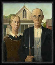 American Gothic Grant Wood Bauern Heugabel Goten Mode Ehepaar Farm Faks_B 02142
