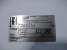 Typenschild id-plate Chassis Fiat 124 CSA 124CSA Spider plaque Schild BJ abarth