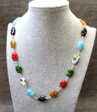 (A03) Glaskette +Armband Millefiori/ Kette+Armband 50cm