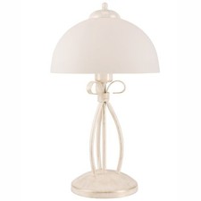 Tischleuchte Shabby Weiß Glas