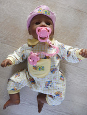 Zapf Puppe orig. Little Chou Chou Baby-42 cm- Kleidung u. Schnuller an Clip-Band
