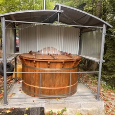 Badefass Aus Holz mit Ofenholz und Deckel Holzfass Badfass