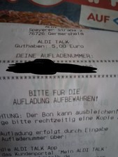 Guthaben Aldi Talk 5€ Voucher Ladebon Handy Aufladen Aufladebon VERFÜGBAR 5hDE!!