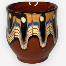 Keramik Schnaps Becher Bulgarien Volkskunst Handgefertigt Dekor Geschirr Vintage