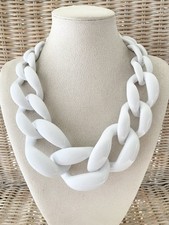 Damen Statement Kette Weiß Glanz Modeschmuck Glieder Halskette Blogger Modekette