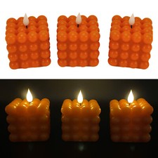 3 LED Bubble Kerzen aus Echtwachs mit Timerfunktion in Orange, Zimt - Candle