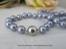Kette Unisex in ICE Flieder aus MuschelkernPerlen 10mm/46cm, Magnetverschluss