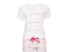 Rosen Pyjama Short Set weiß