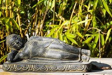 Buddha liegend  Indonesien Lavastein Skulptur Statue Feng Shui Garten Dekoration
