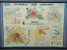 Vintage Karte von Berlin im Wandel der Geschichte Rollbares Wandbild Wandkarte Poster