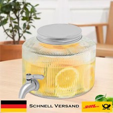 Getränkespender Wasserspender Glas Zapfhahnflasche mit Zapfhahn und Deckel 2.8L