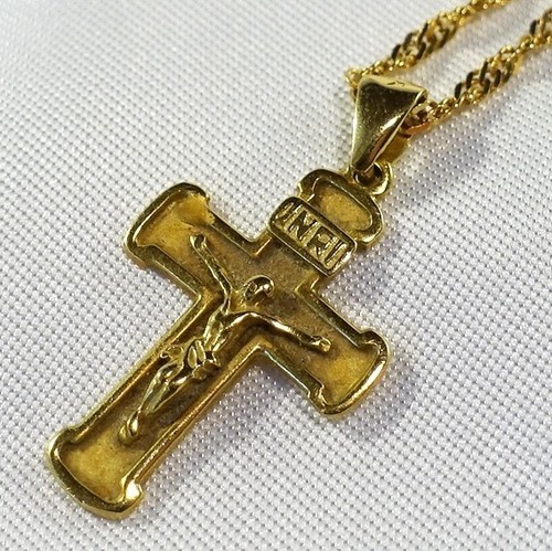 Kreuz anhänger 750 gold - gold, mit