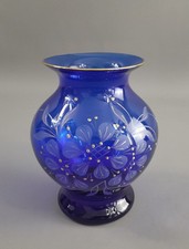 DDR Glas blau DEKO VASE Blumen