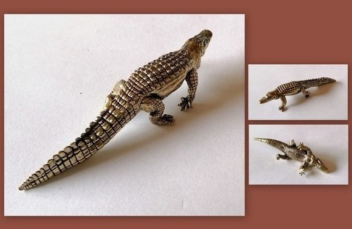 Messing figur krokodil massiv - messing,